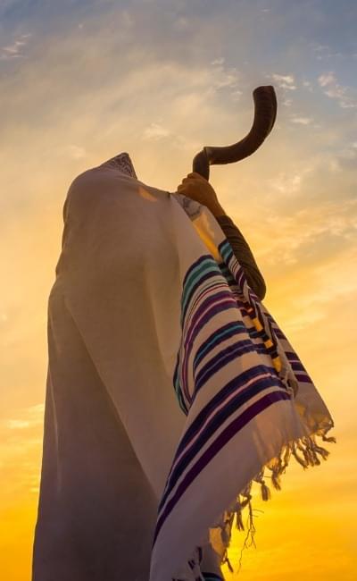 blowing a shofar